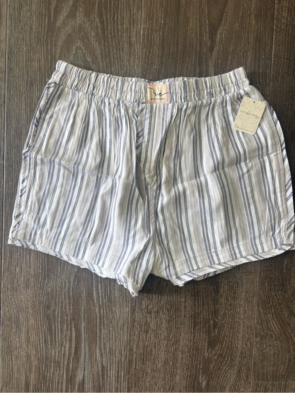 Free People We The Free Striped Boxer Shorts Grey Combo XS NWT